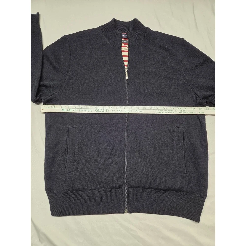 NWOT Saint James Depuis 1889 Full-Zip Wool Sweater Navy Sailor Stripe 46/XL